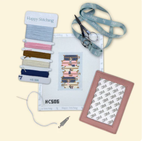 Bundle of Baggage - Passport Case Kit - Happy Stitching - Needlepoint Kit 13 mesh