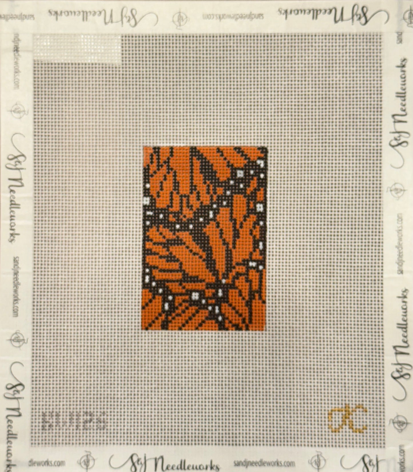 Monarch Luggage Tag - The Gingham Stitchery - Needlepoint Canvas