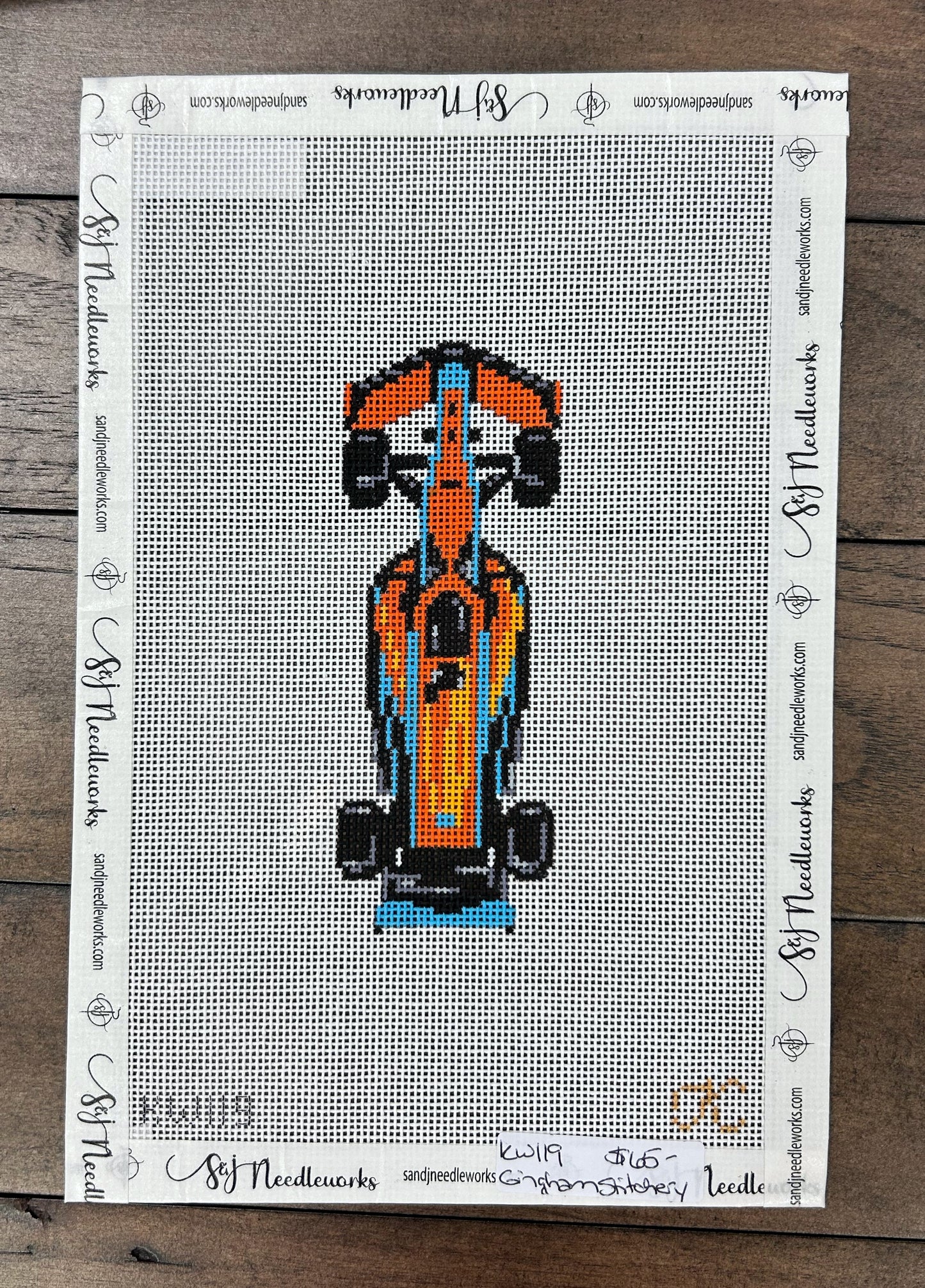 Formula One Race Car - The Gingham Stitchery - Needlepoint Canvas