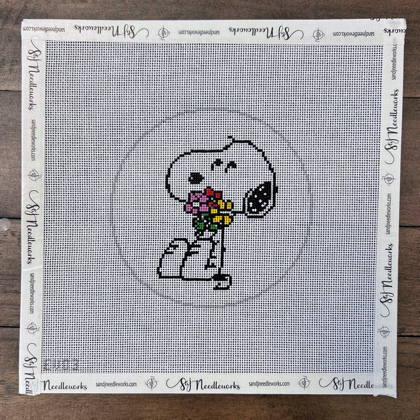 Snoopy Hugging Flowers