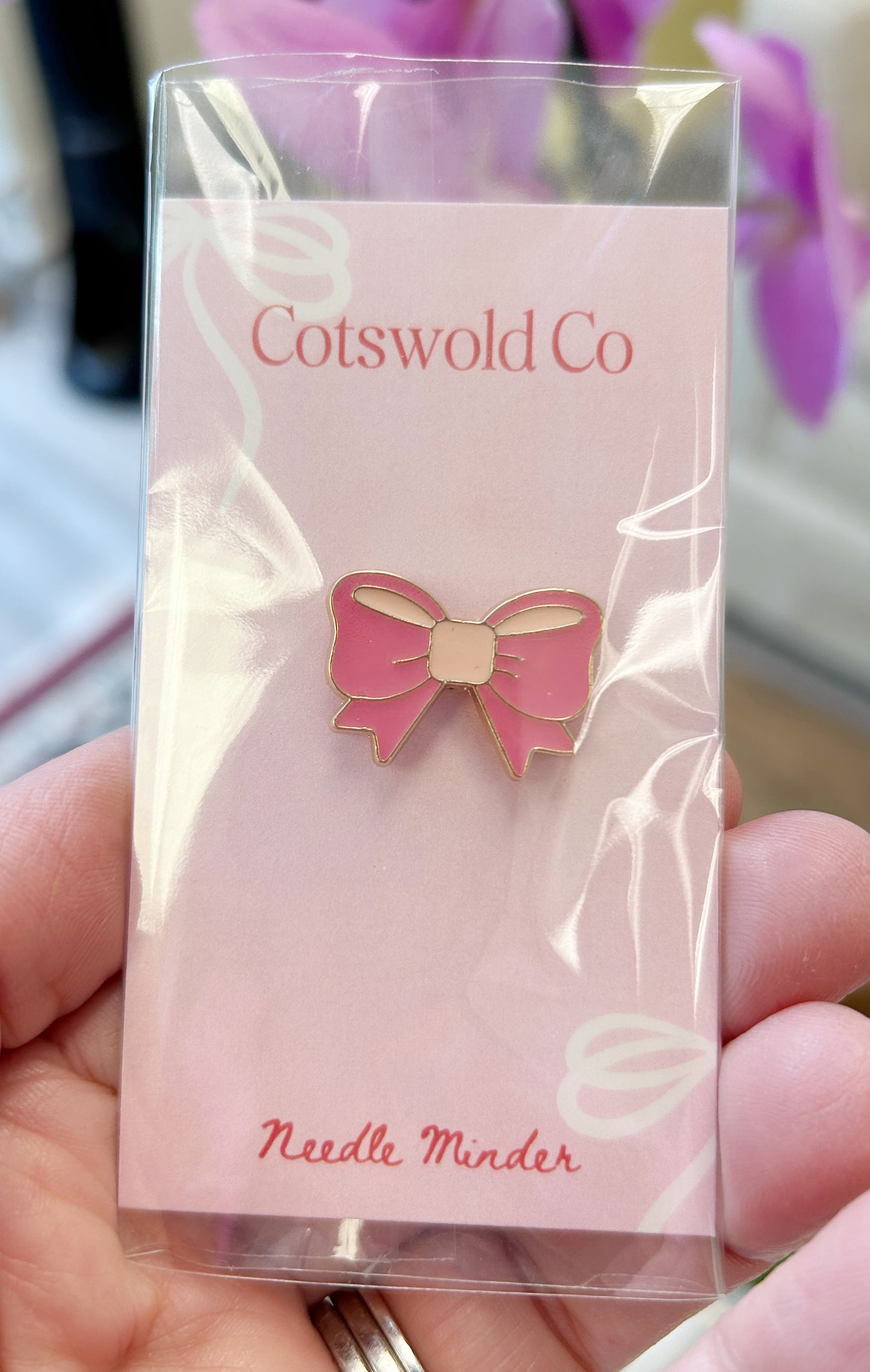 Pink Bow Needle Minder - Cotswold Design - Needlepoint Accessory