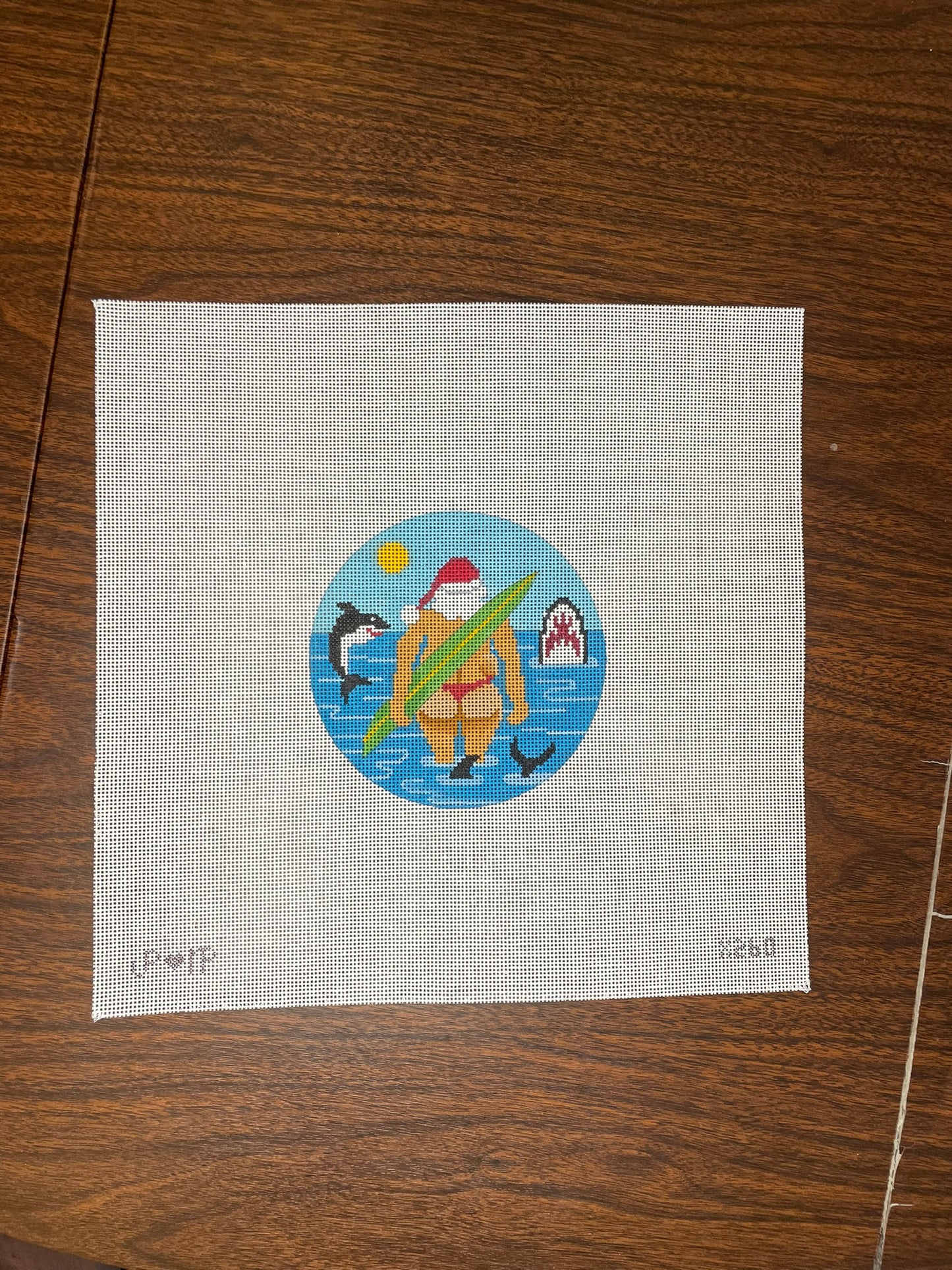 Santa in Thong with Surfboard