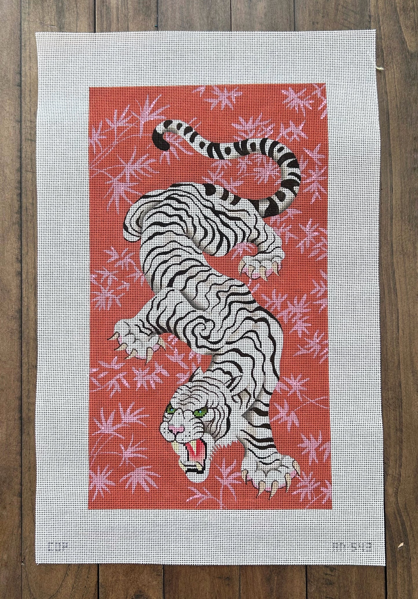 White Tiger Trifold Clutch - Colors of Praise - Needlepoint Canvas