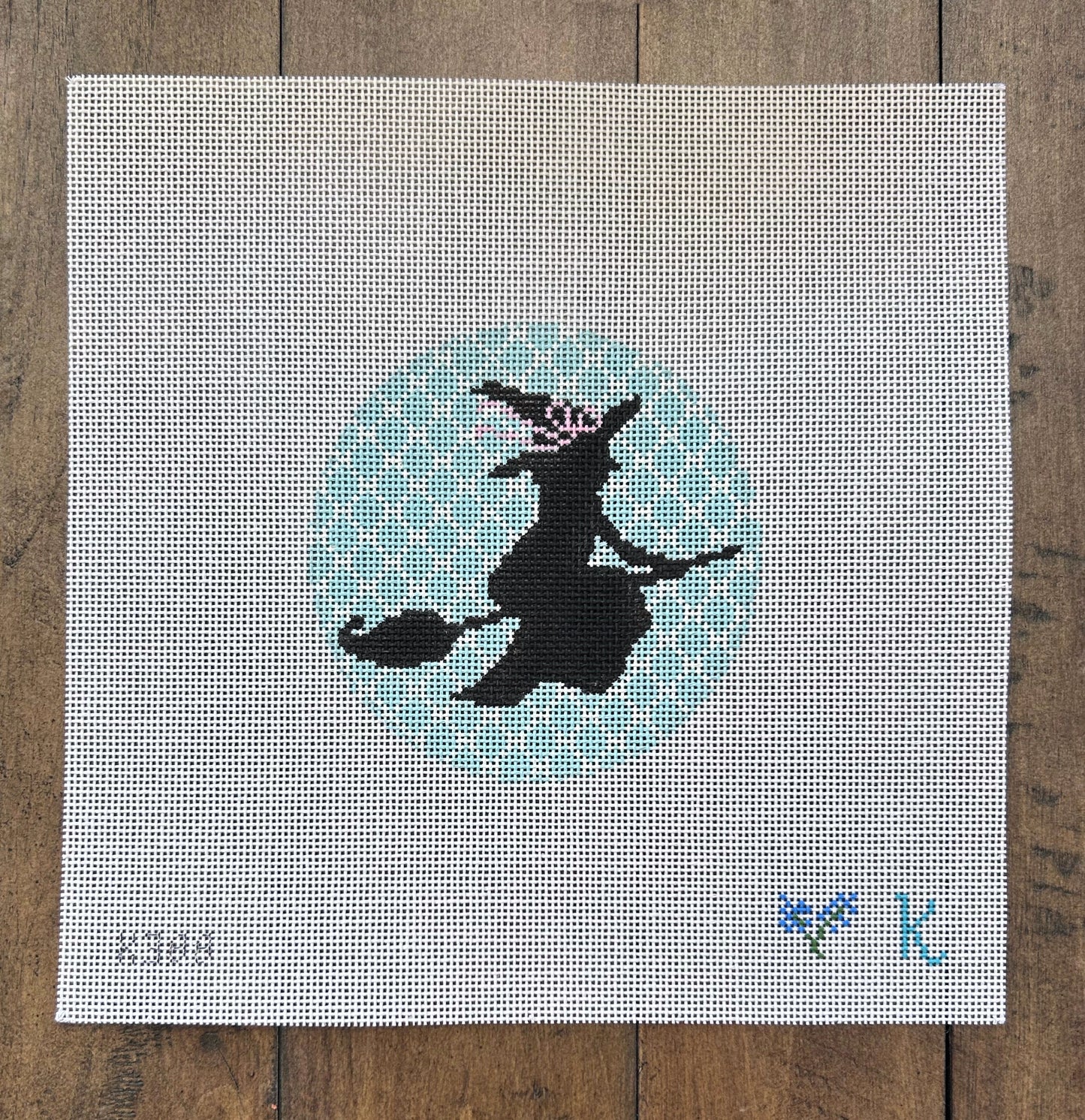 Witch On The Go - Teal - NDLPT Designs - Needlepoint Canvas 18 mesh