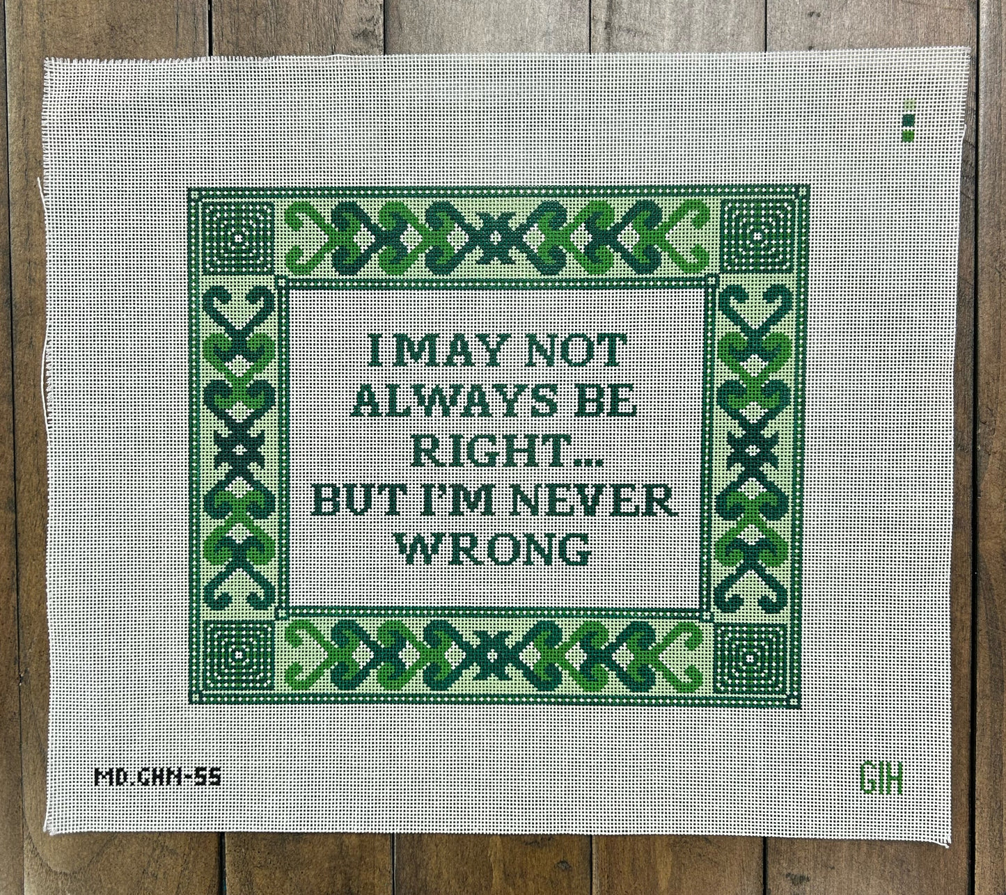 I May Not Be Right ... But I'm Never Wrong - Mopsey Designs - Needlepoint Canvas 18 mesh