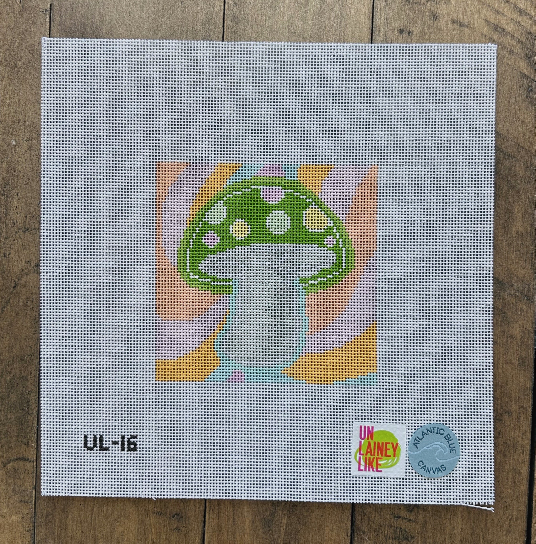Neon Mushroom - Atlantic Blue Canvas - Needlepoint Canvas 18 mesh – S ...