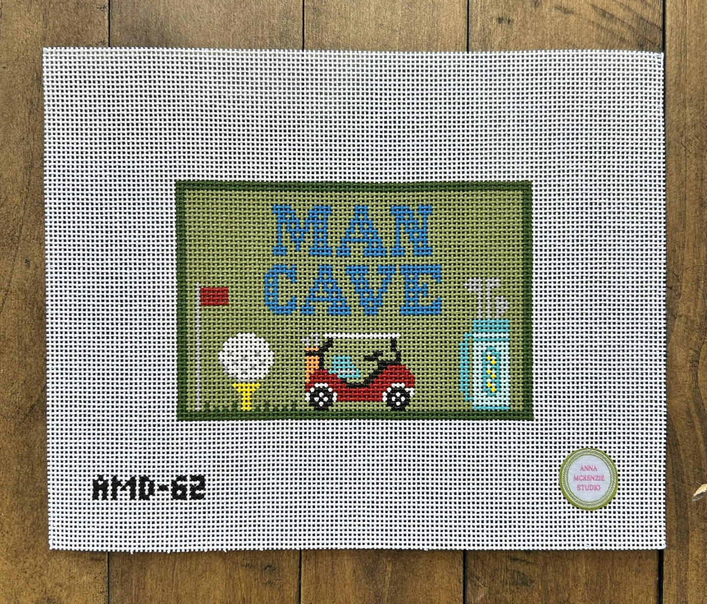Man Cave - Golf - Atlantic Blue Canvas - Needlepoint Canvas 13 mesh