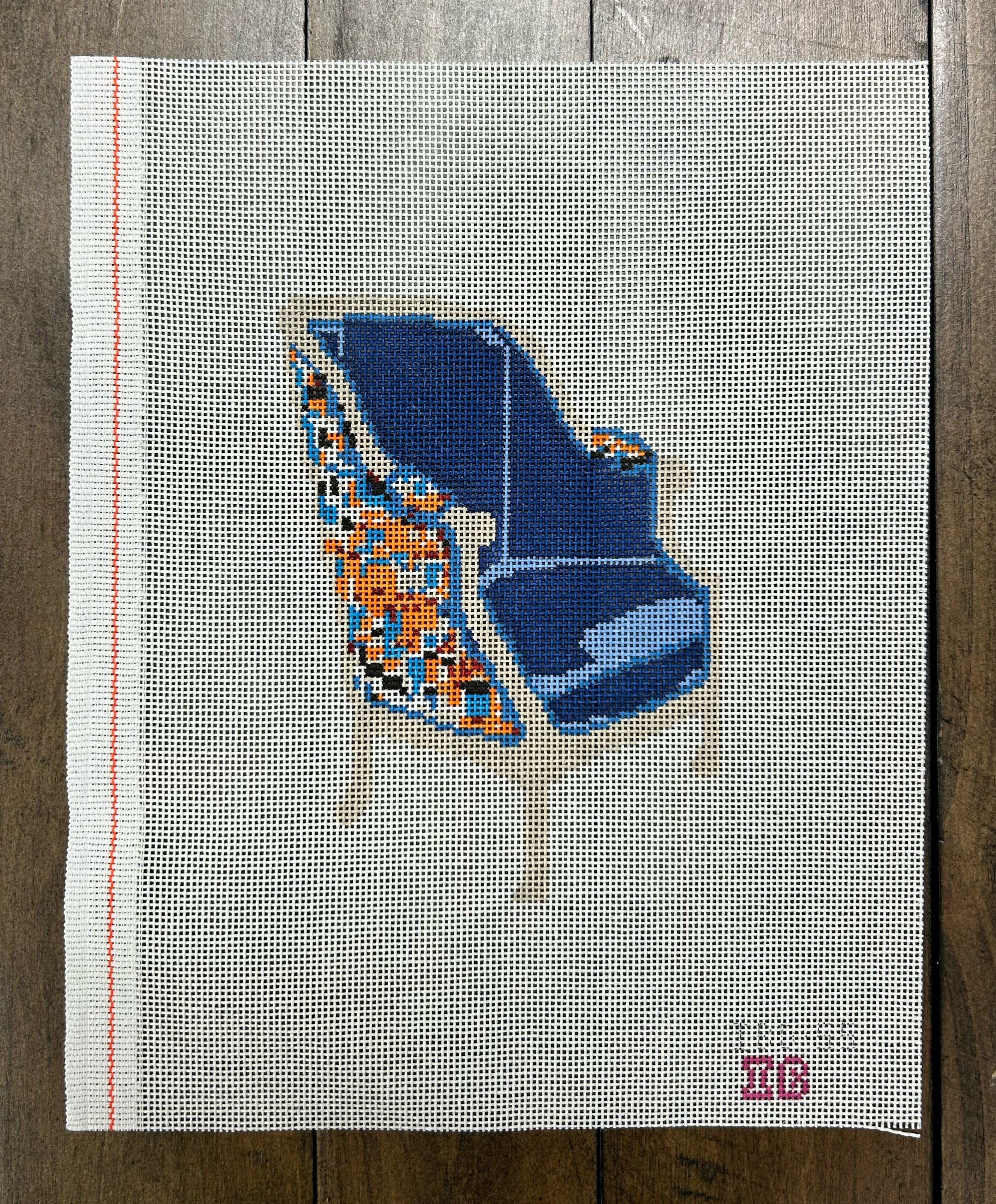 Blue Velvet Wingback - Independent Belle - Needlepoint Canvas 18 mesh ...