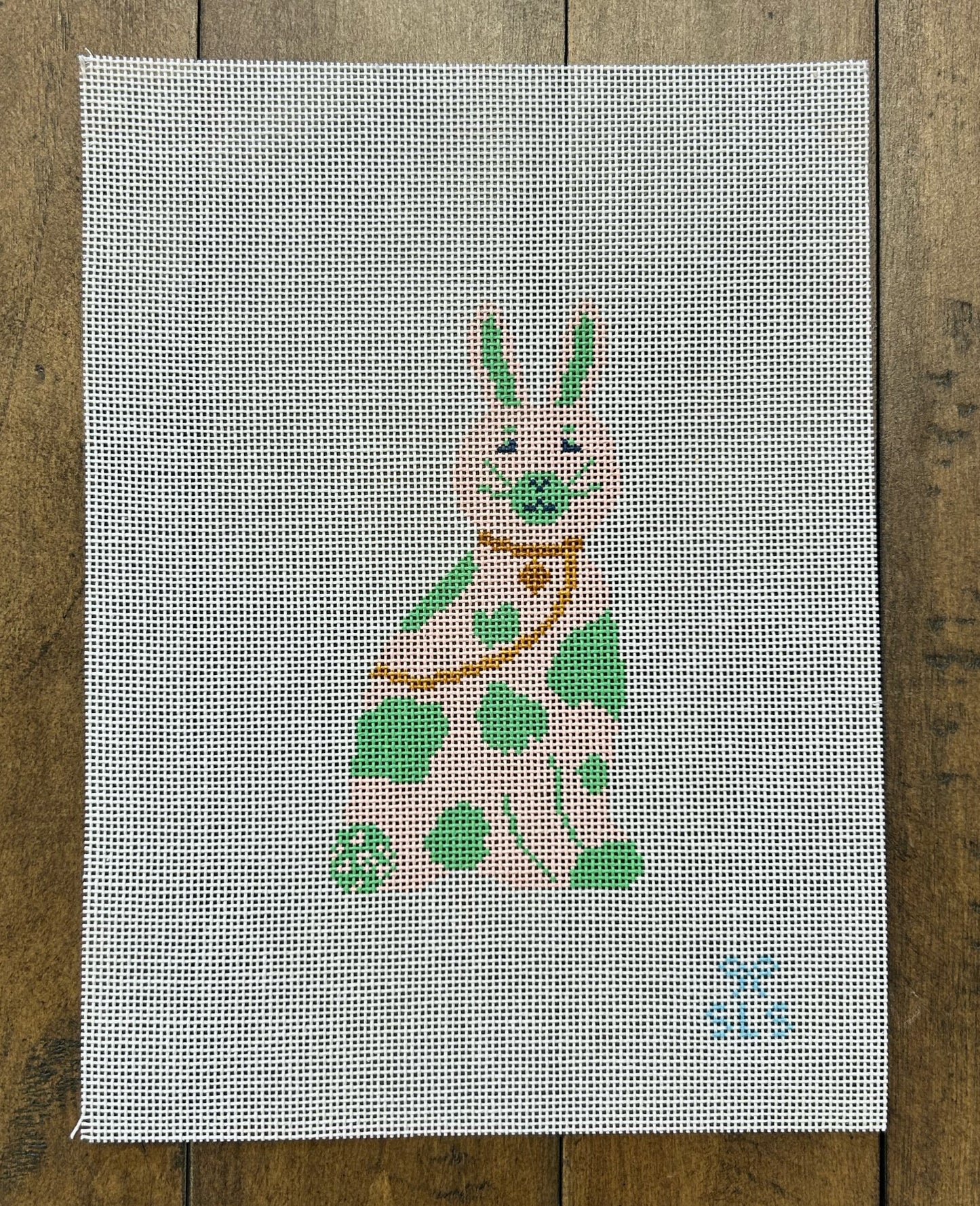 Chinoiserie Bunny Pink/Green - SLS Needlepoint - Needlepoint Canvas 18 mesh