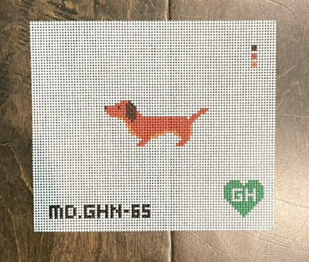 Green Heart Needlepoint: Dachshund Mini