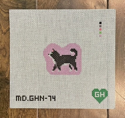 Green Heart Needlepoint: Black & White Cat Mini