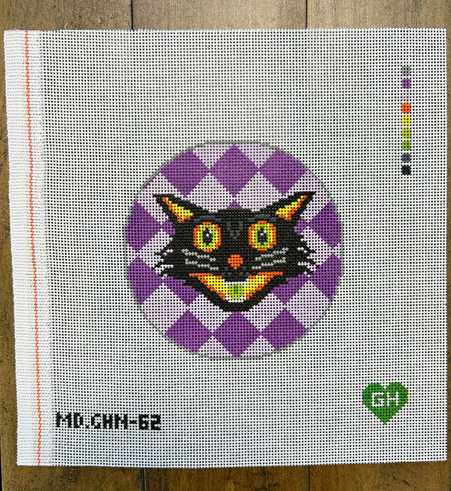 Green Heart Needlepoint: Vintage Halloween Cat