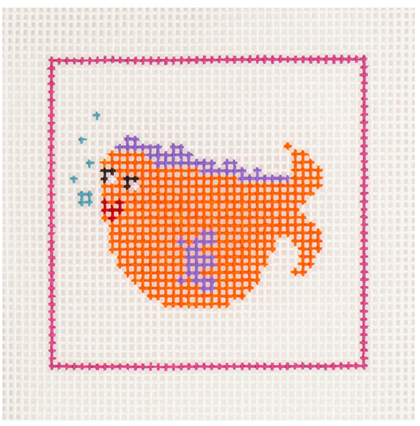 DeElda Orange Fish Kit - Beginners Needlepoint Kit - Colonial Needle - Needlepoint Kit
