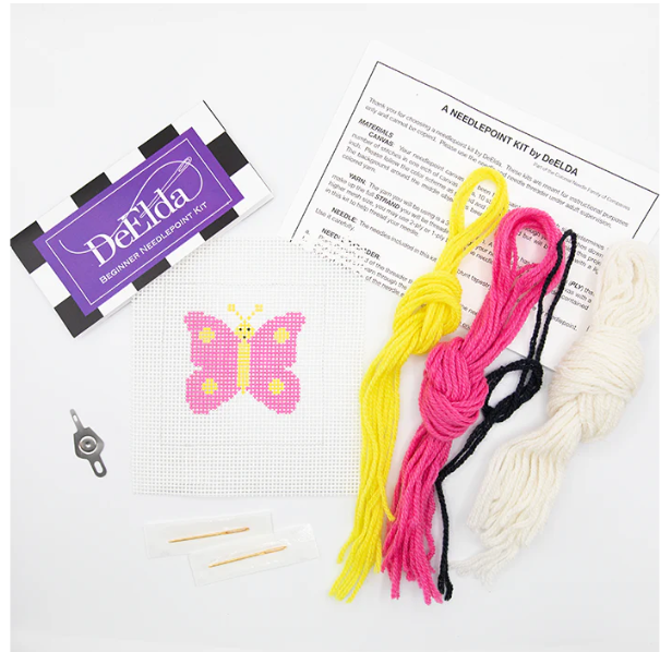 DeElda School Butterfly Kit - Beginners Needlepoint Kit