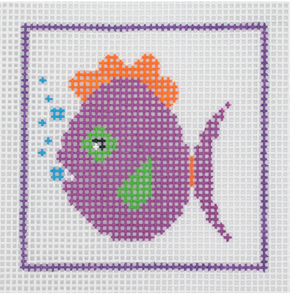 DeElda Fish Kit - Beginners Needlepoint Kit - Colonial Needle - Needlepoint Kit