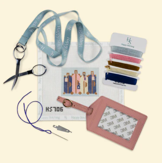 Symphony of Suitcases - Luggage Tag - Happy Stitching - Needlepoint Kit 13 mesh