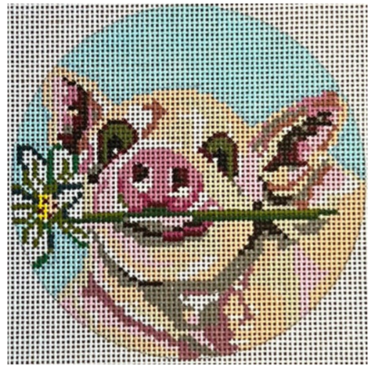 Daisy Round - The Gingham Stitchery - Needlepoint Canvas 18 mesh