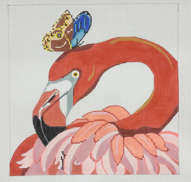 Scarlett the Flamingo - Julie Pischke - Needlepoint Canvas
