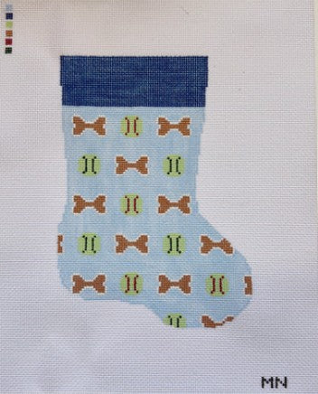 Blue Bones & Tennis Balls Dog Mini Stocking Canvas