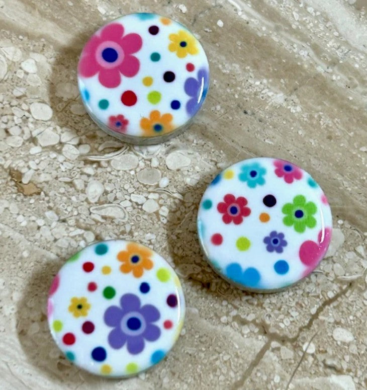 Ceramic Tile Floral Round Needleminder Accessory