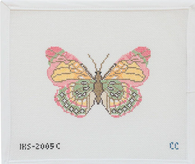 Butterfly Ornament- Pink Green Canvas