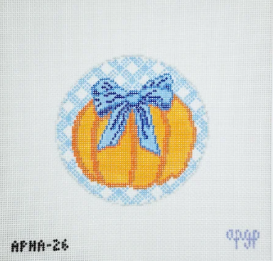 Gingham Pumpkin Round- Blue