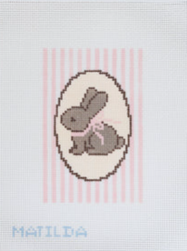 Pink Bunny Striped Oval