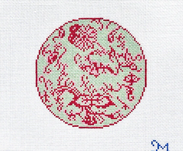 Pink and Green Floral Round