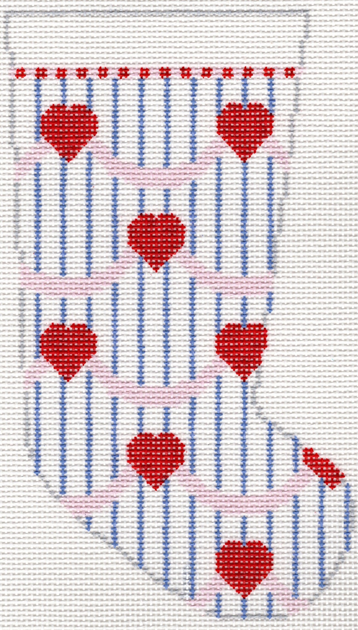 Hearts Stocking on 18 mesh - Trunk Show