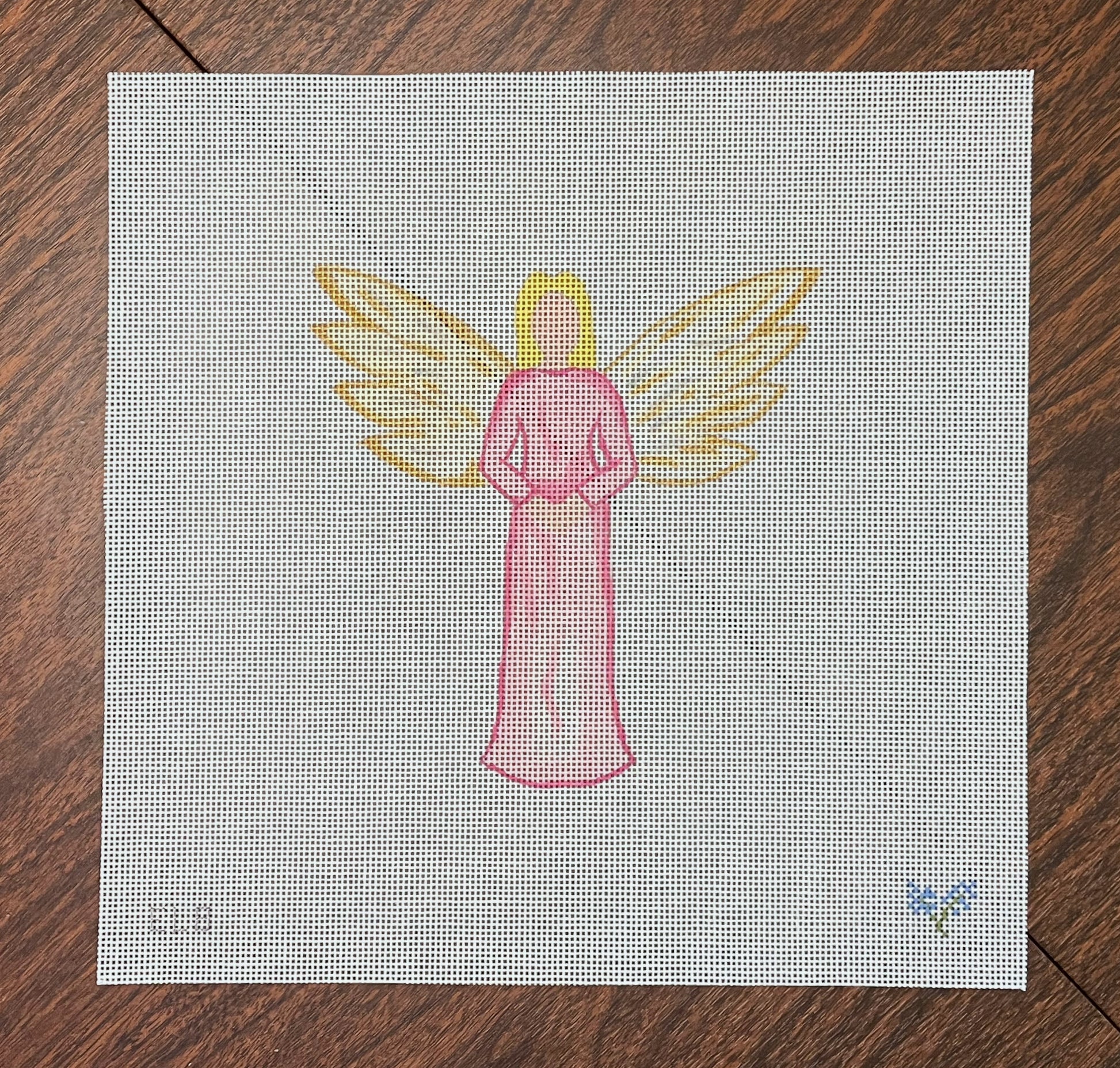 Angel in Pink, Green and Blue - NDLPT Designs - Needlepoint Canvas 