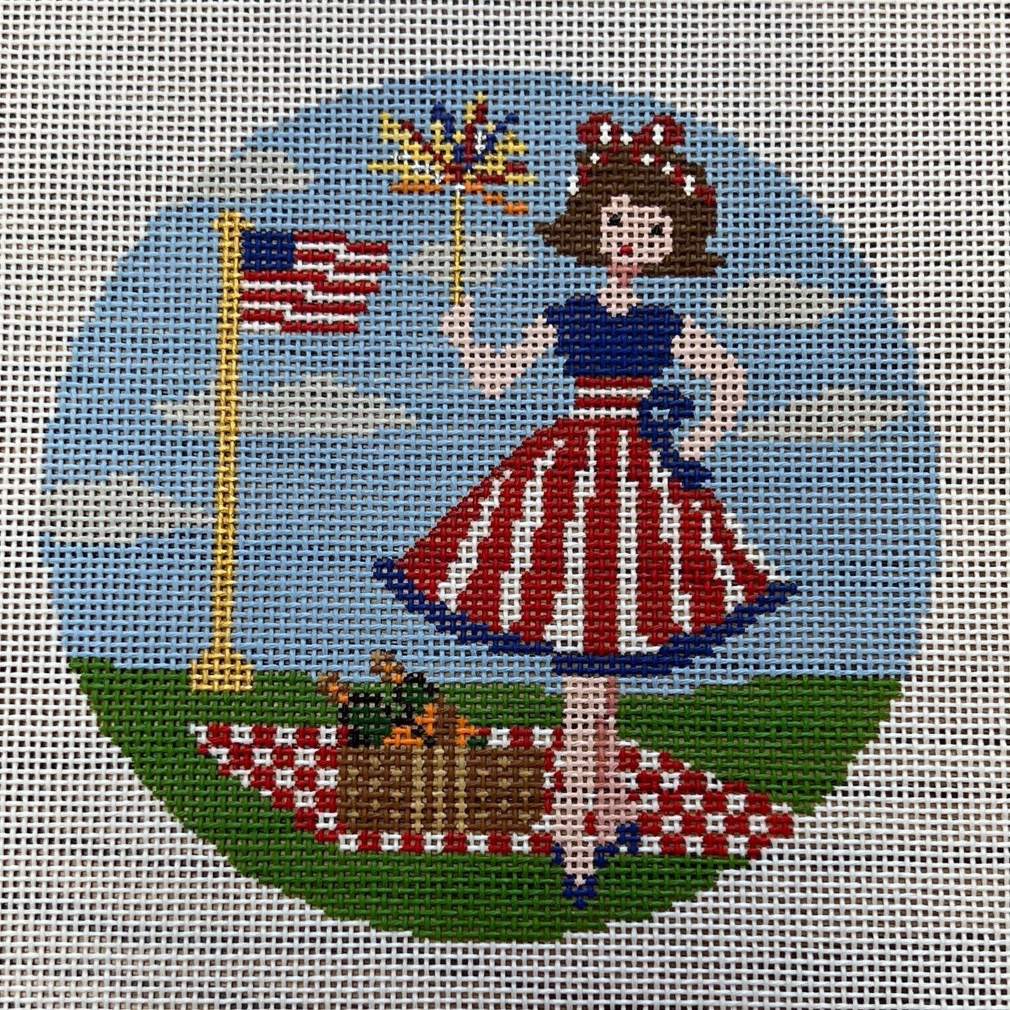 Betty Loves Independence Day Canvas and Stitch Guide - Kirkland Design Studios - Needlepoint Canvas 