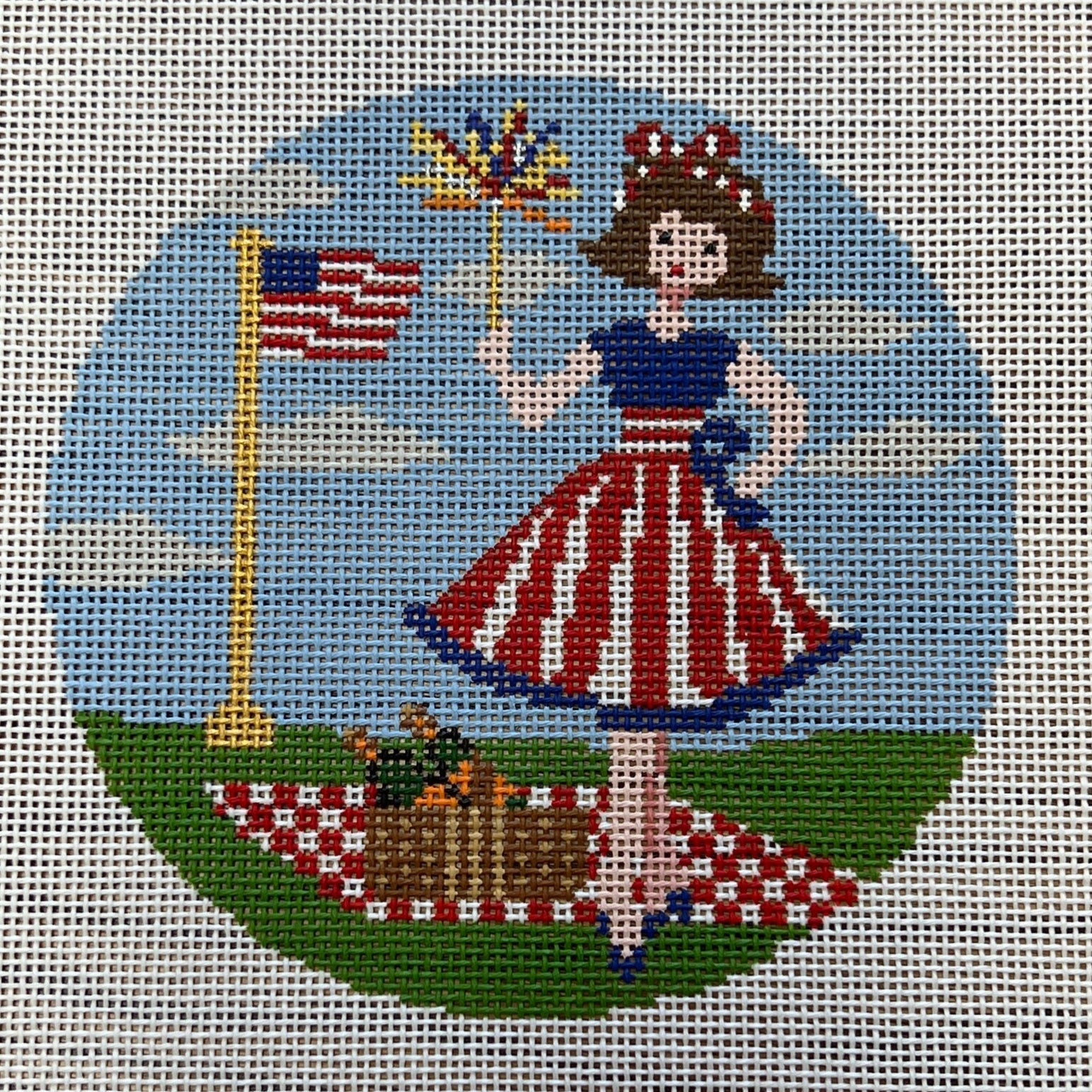 Betty Loves Independence Day Canvas and Stitch Guide - Kirkland Design Studios - Needlepoint Canvas 