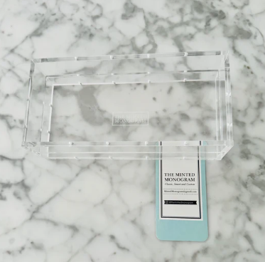 3.5 x 7.5 Clear Magnetic Acrylic Tray - Minted Monogram - Needlepoint Self-finishing 