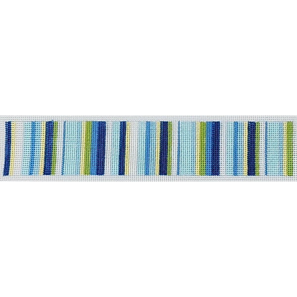 Happy Stripes Blue Green Yellow needlepoint canvas