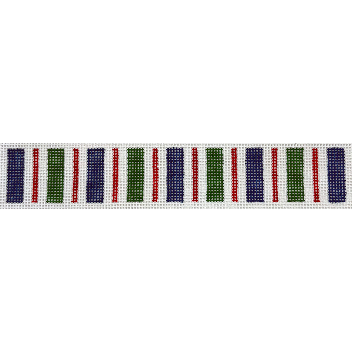 Awning Stripes Navy Green Red needlepoint canvas