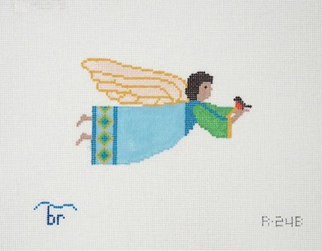 Blue Angel with Robin Canvas