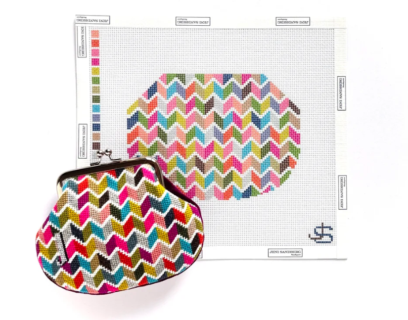 Chevron Stripe Kiss Lock Bag