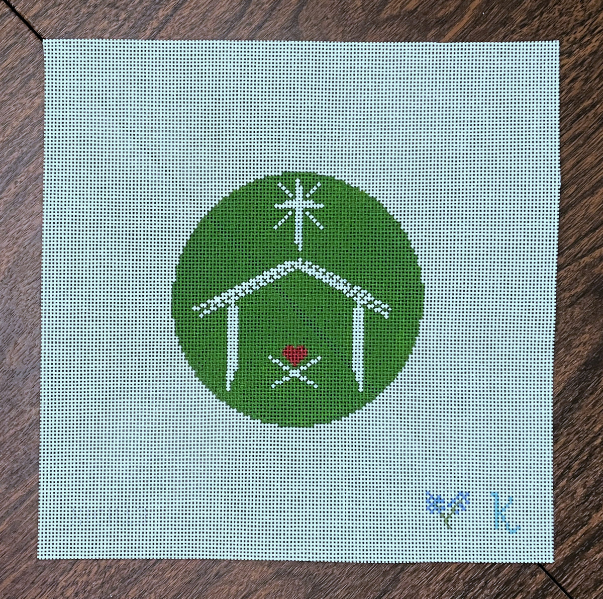 Green Manger with Stitch Guide - NDLPT Designs - Needlepoint Canvas 