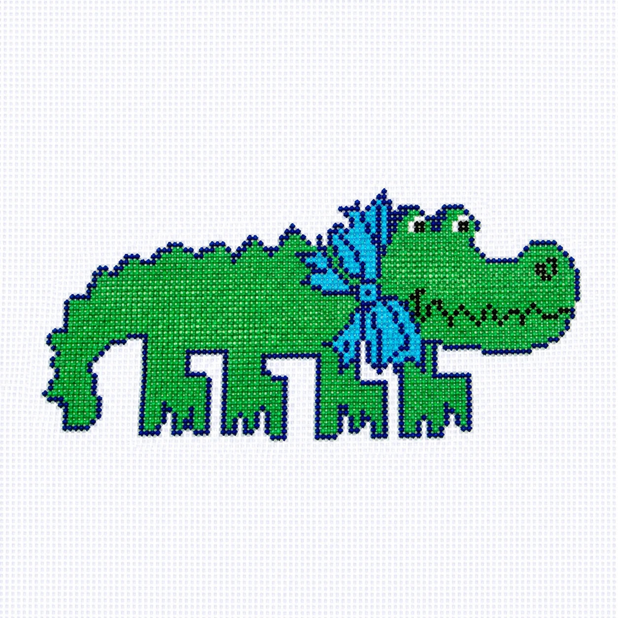 Alligator with Blue Bow Canvas