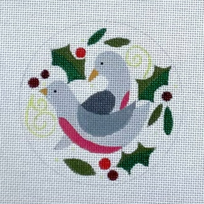 TURTLE DOVES ROUND ORNAMENT-TS06