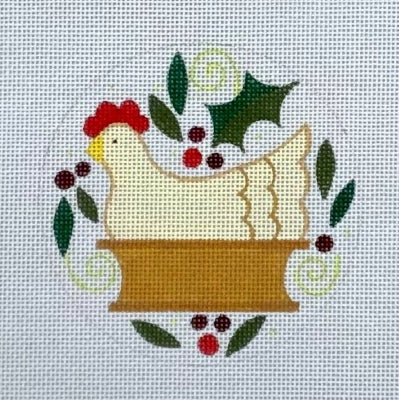 FRENCH HEN ROUND ORNAMENT-TS06
