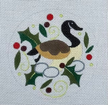 GEESE A LAYING ROUND ORNAMENT-TS06