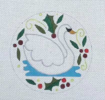 SWANS A SWIMMING ROUND ORN.-TS06