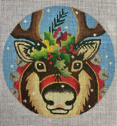 REINDEER ROUND ORNAMENT-TS06