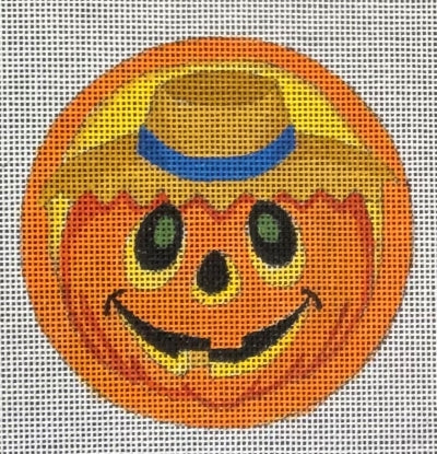 SMILING PUMPKIN RND ORNAMENT-TS06