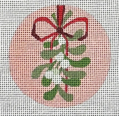 PINK MISTLETOE ROUND ORNAMENT-TS06