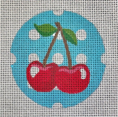 TEAL DOT CHERRIES ROUND-TS06