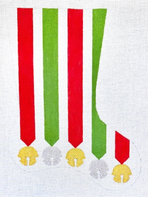 RED/GREEN RIBBON BELL STOCKING-TS06