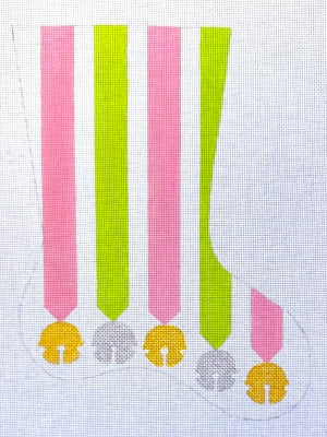PINK/GREEN RIBBON BELL STOCKING-TS06