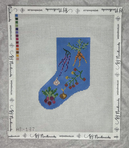 In the Garden Mini Stocking - Alice & Blue - Needlepoint Canvas 